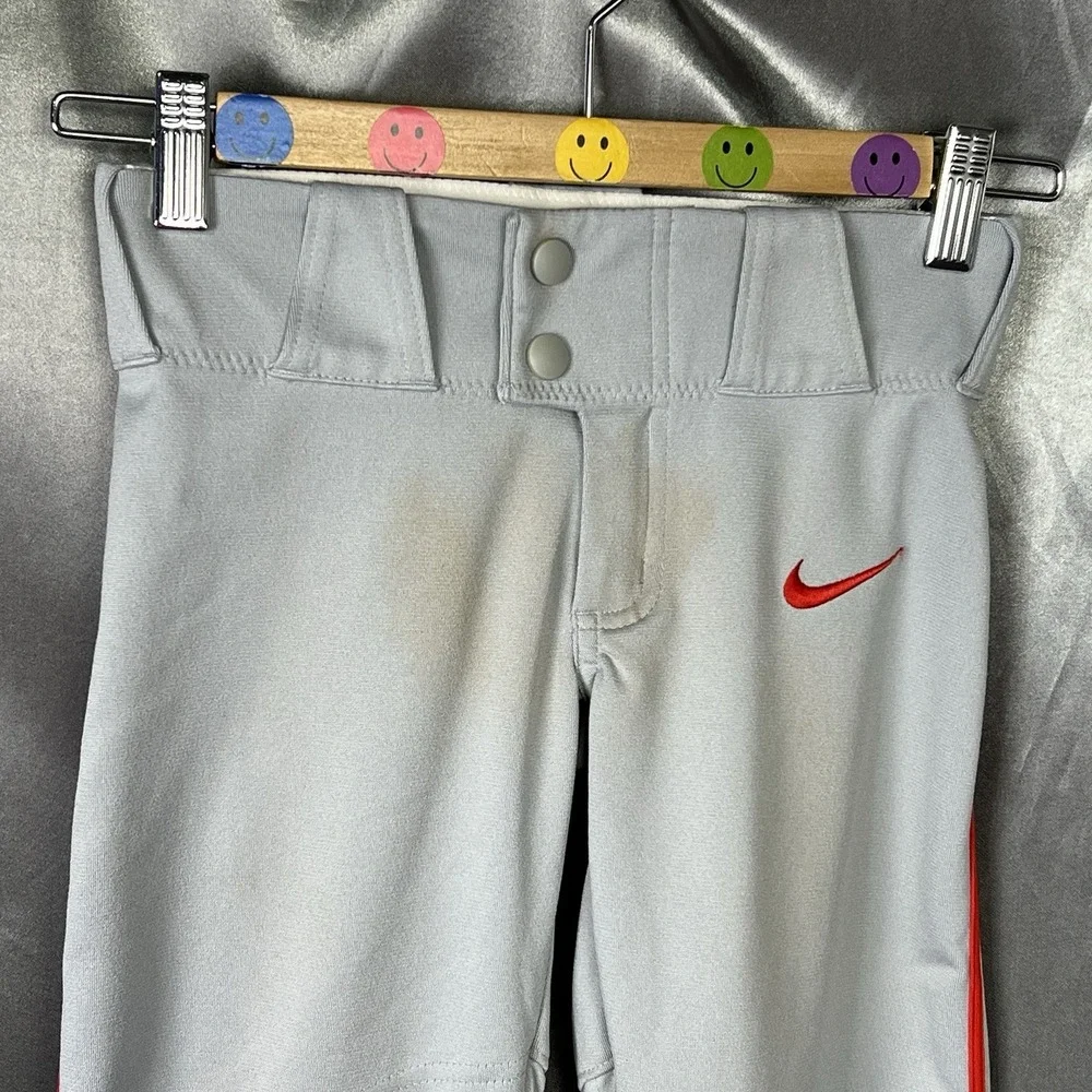 Nike Boys Vapor Select Baseball Pants Gray Red Piping XS -BQ6443-056 Youth Gear‎